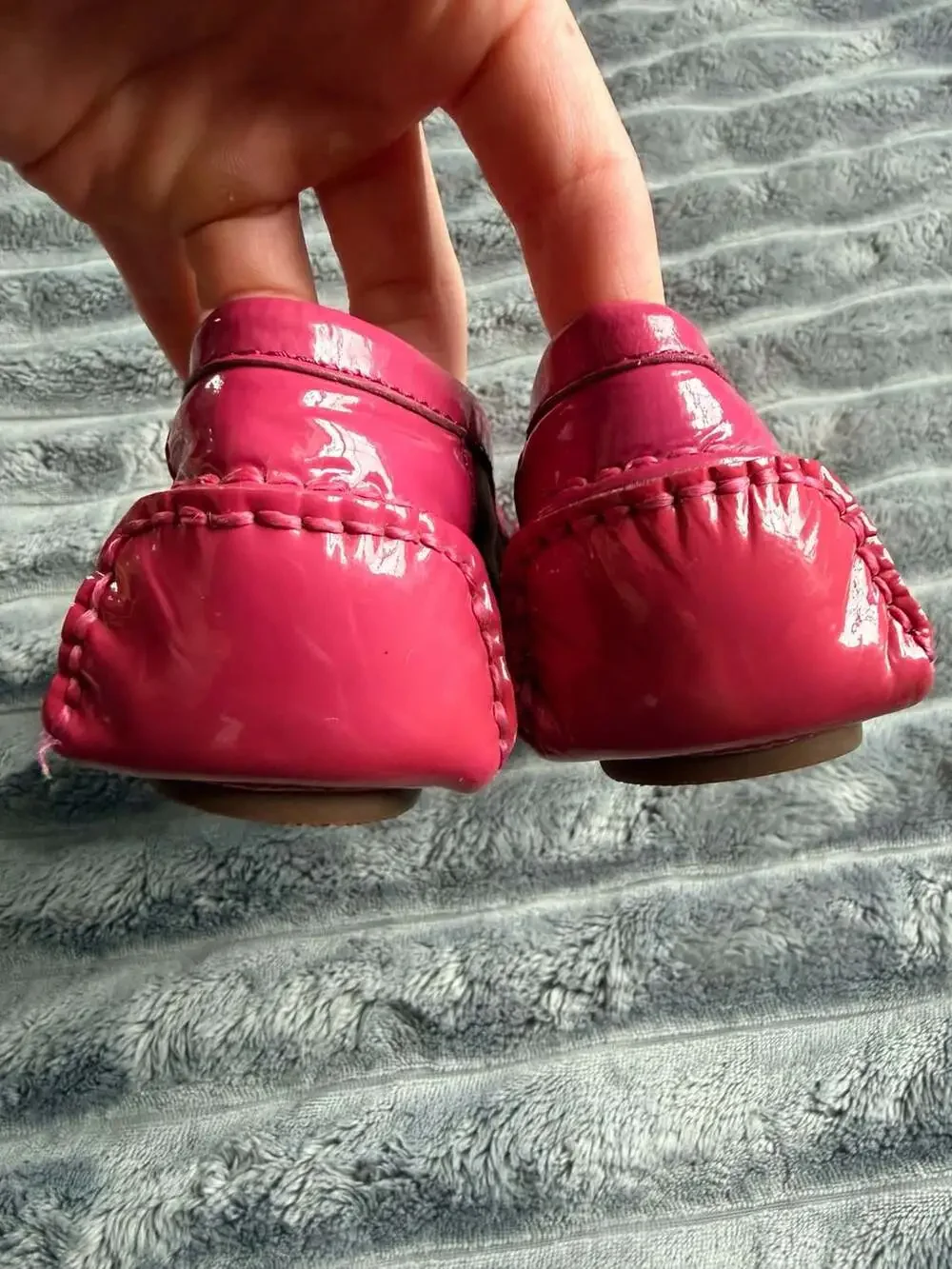 Coach Hellen Pink Patent Leather Trim Signature Canvas Flats Size 9B